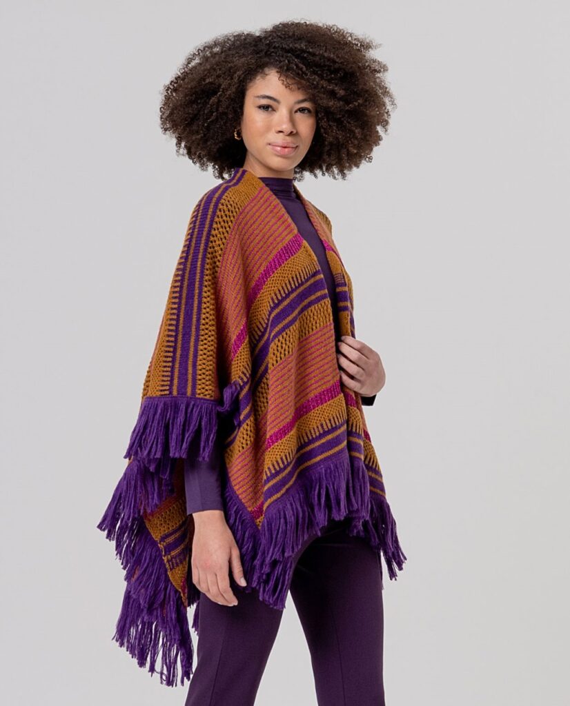 poncho a frange surkana