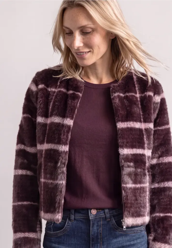 veste fausse fourrure carreaux street one