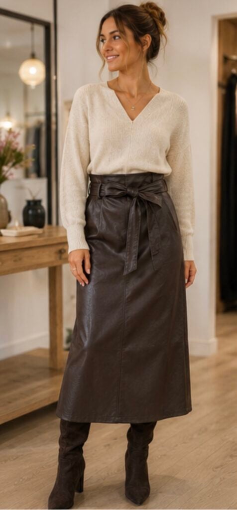 jupe midi choco geisha