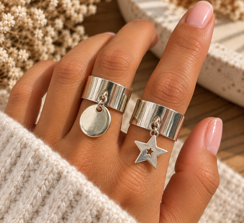 bague large pampilles secret de cuir