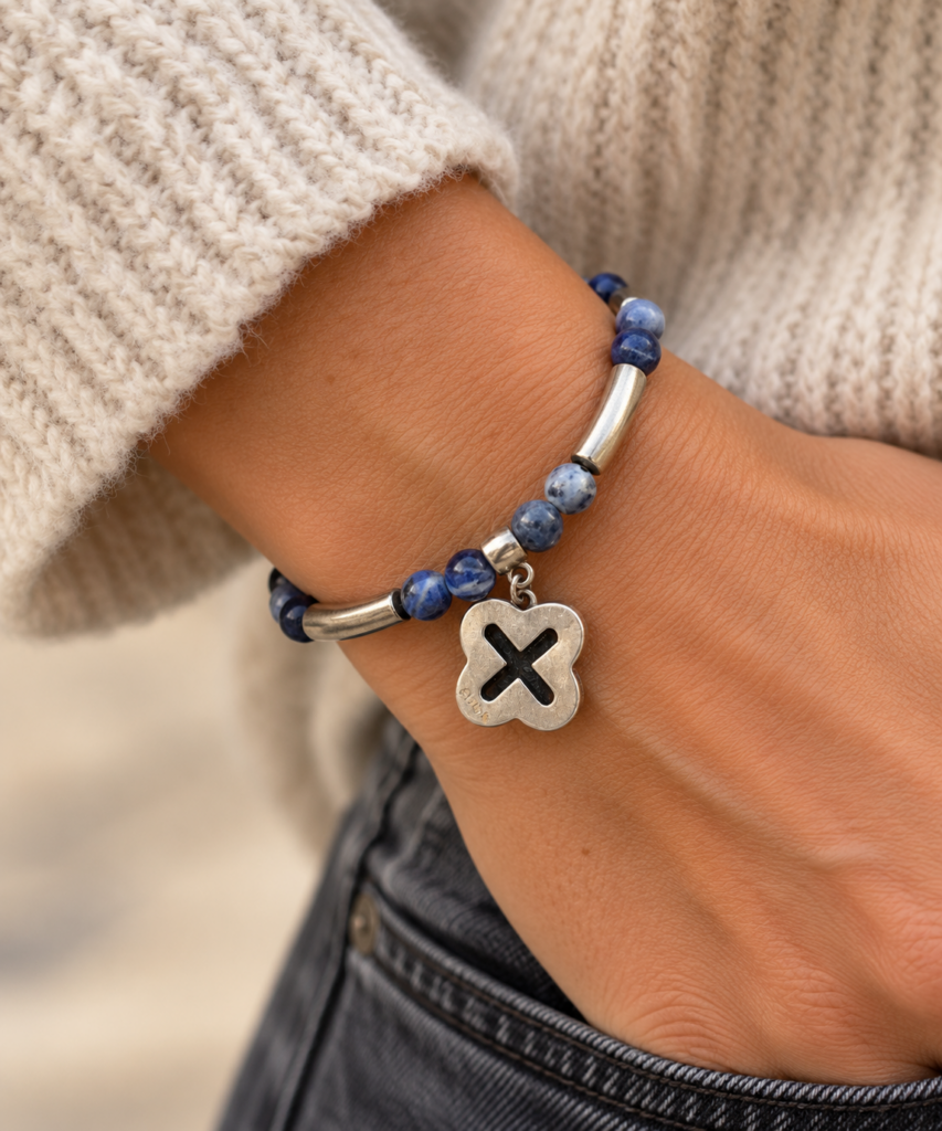 bracelet pierre sodalite secret de cuir